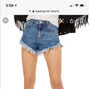 Topshop high waisted Kiri fray shorts